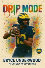 🔥2025 Bryce Underwood Drip Mode Cracked Ice Michigan Wolverines Cracked Ice🔥