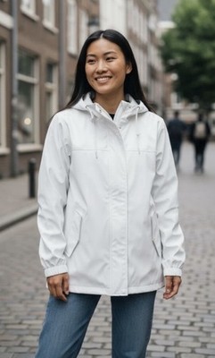 Weatherproof Vintage Women's White Rain Slicker Jacket Elastic