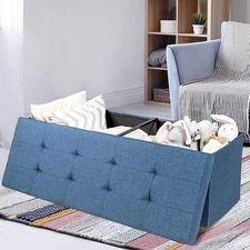 Storage Ottoman Bench HW65883NY, Navy Large