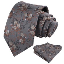 Mens 3.15inches Delicate Floral Tie with Small Flower Printed Handkerchief Se...