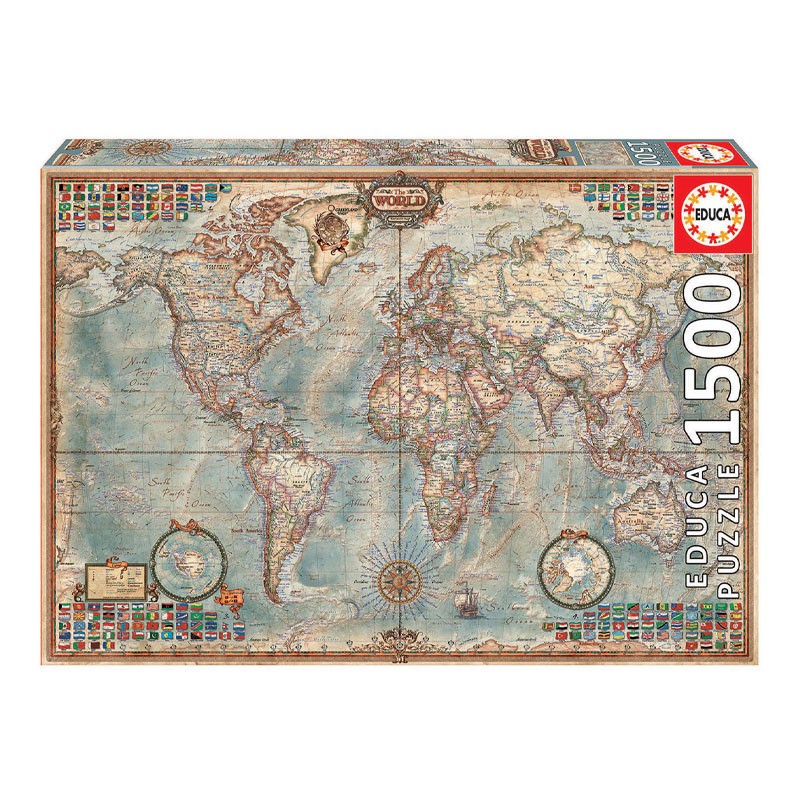 Puzzle planisphère grand format 1500 pièces Educa jeu éducatif adulte
