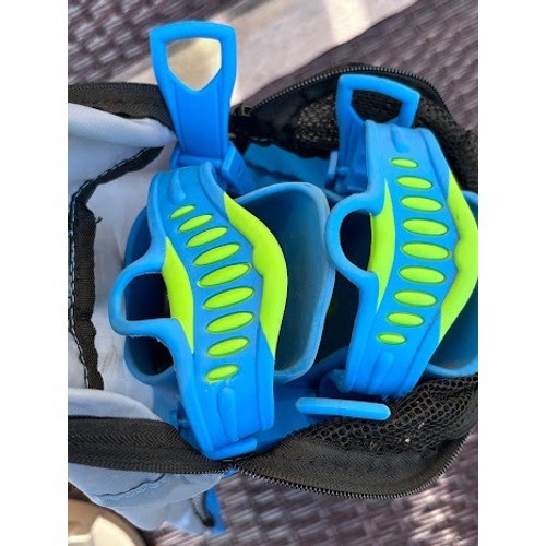 U.S. Divers Snorkeling Swim Fins Blue Green Size Large w/ Mesh Bag