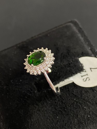 NATURAL CHROME DIOPSIDE 7X5 WHITE CZ STERLING SILVER 925 SET - 第 10/14 張圖片