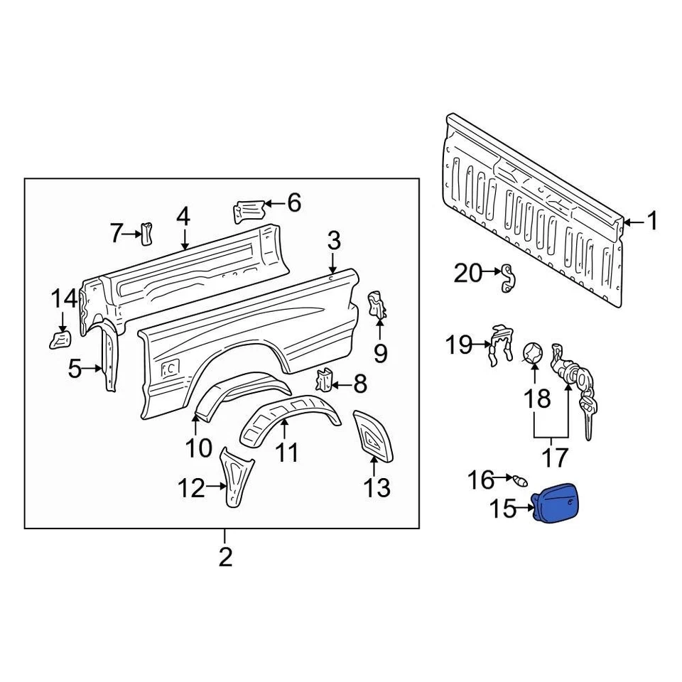 For Toyota Tundra 2000-2002 Toyota 773050C012 Rear Fuel Filler Door Foto 2 de 2