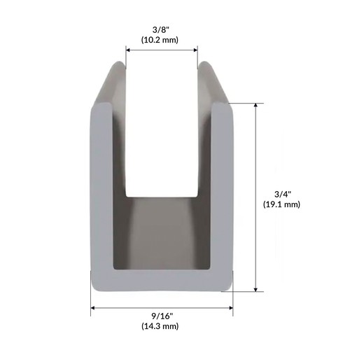 Brushed Nickel 3/8" Fixed Panel Shower Door Deep U-Channel - 24" Stock Length - Picture 2 of 7