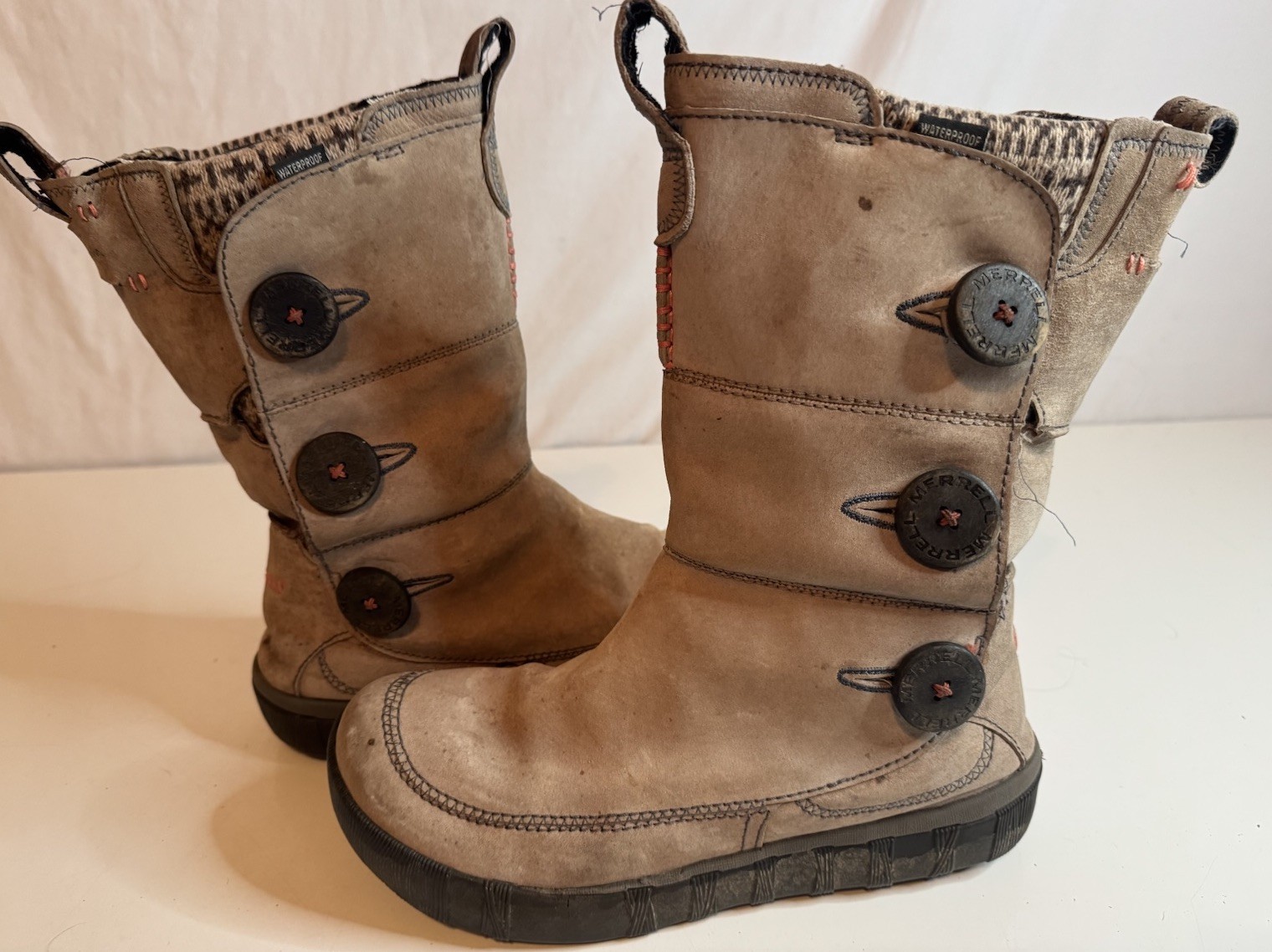 Merrell Stivali Impermeabili Donna Taglia 8 Tempest High Brindle Beige Scamosciato J75200