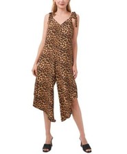 Vince Camuto Animal-print Tie-shoulder Jumpsuit