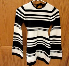 Womens White & Black STRIPED SWEATER DRESS~size SMALL~NEW Knit~Open Back $66