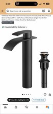 New Matte Black Metal Rainfall Waterfall Bathroom Sink Faucet Wide Stream Spout