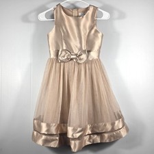 Speechless Kids Girls Champagne Gold Satin Tulle Bow Formal Dress Size 10 NWT