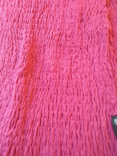 Sciarpa Freeset rosa 95% cotone tessuto a mano raccolta con frange 39"Lx10"W nuova con etichetta - Foto 2 di 7