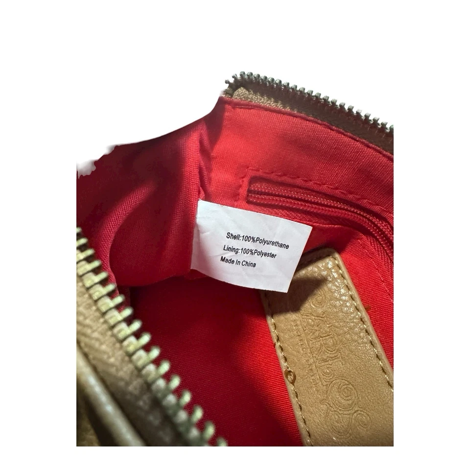 Bolso sin asas CARLOS Flecos Muñequera Camel Tostado Boho Festival Cuero Vegano Occidental Foto 2 de 3