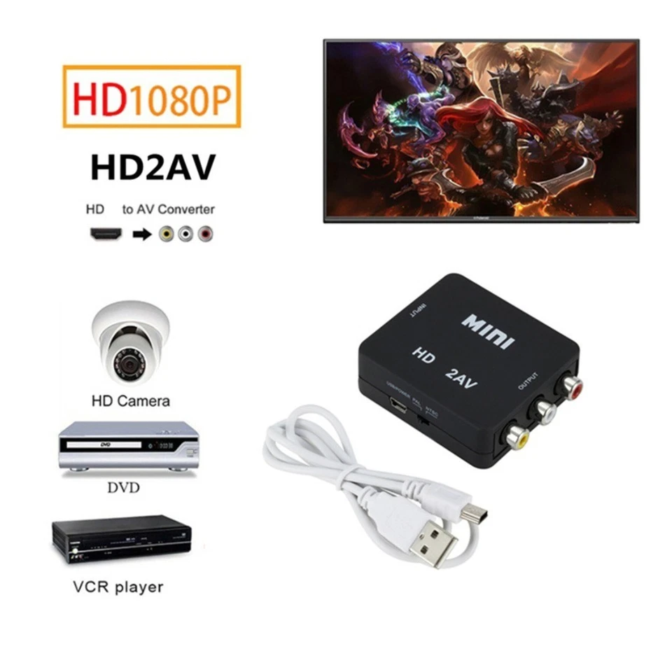 HDMI to RCA Adapter HDMI2AV Converter Adapter Full HD - Bild 2 von 4