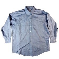 Brooks Brothers 346 Dress Shirt Mens 18 Blue Non Iron Classic Fit Button Down