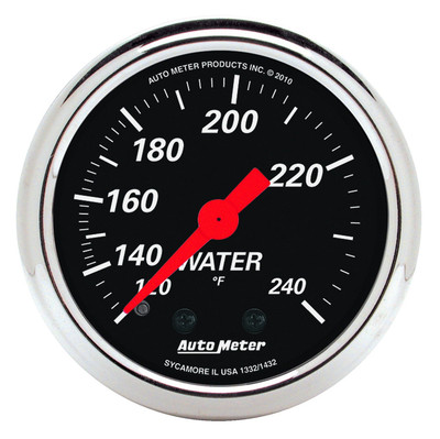 AutoMeter 1432 Designer Black Series 2-1/16'' 120-240 F Water Temperature Gauge