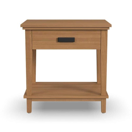 HOMESTYLES Nightstand 15.75"x22"x24" Indoor Park 1-Drawer Open Storage Oak - Picture 3 of 9