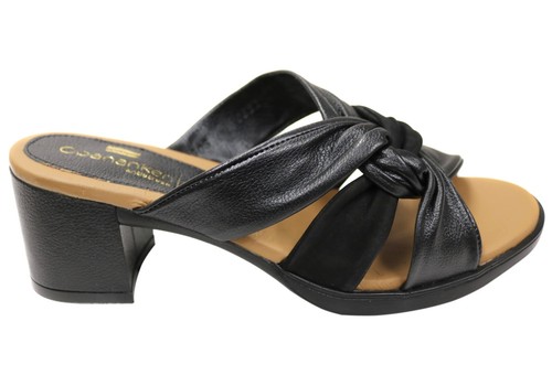 Opananken Navi Womens Comfortable Leather Mid Heel Slides Sandals - Picture 4 of 20
