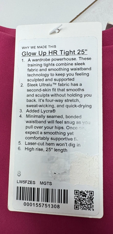 Lululemon Glow Up HR Tight 25” Magenta Smoke Size 8  Running Leggings - Image 4 of 4