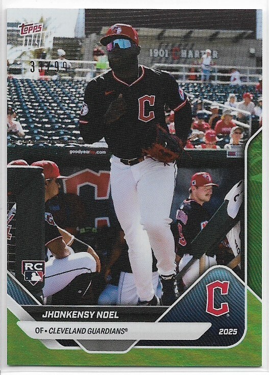 2025 Topps Now Jhonkensy Noel RC Green /99 Guardians Road to Opening Day OD-66
