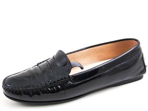 black patent penny loafers