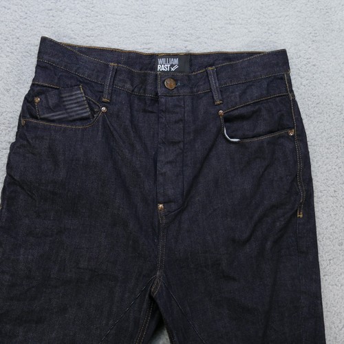 William Rast Jeans Taper Leg Button Fly Dark Wash Blue Denim Mens 32x34 Slouch - Picture 7 of 16