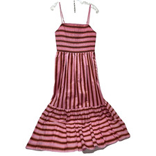 Kate Spade Women's Medium Calais Pink Stripe Smocked Dress New B2