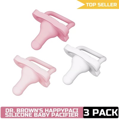 Dr. Brown's HappyPaci 0-6m Baby Pacifier 3 Pack White/Pink/Light Pink