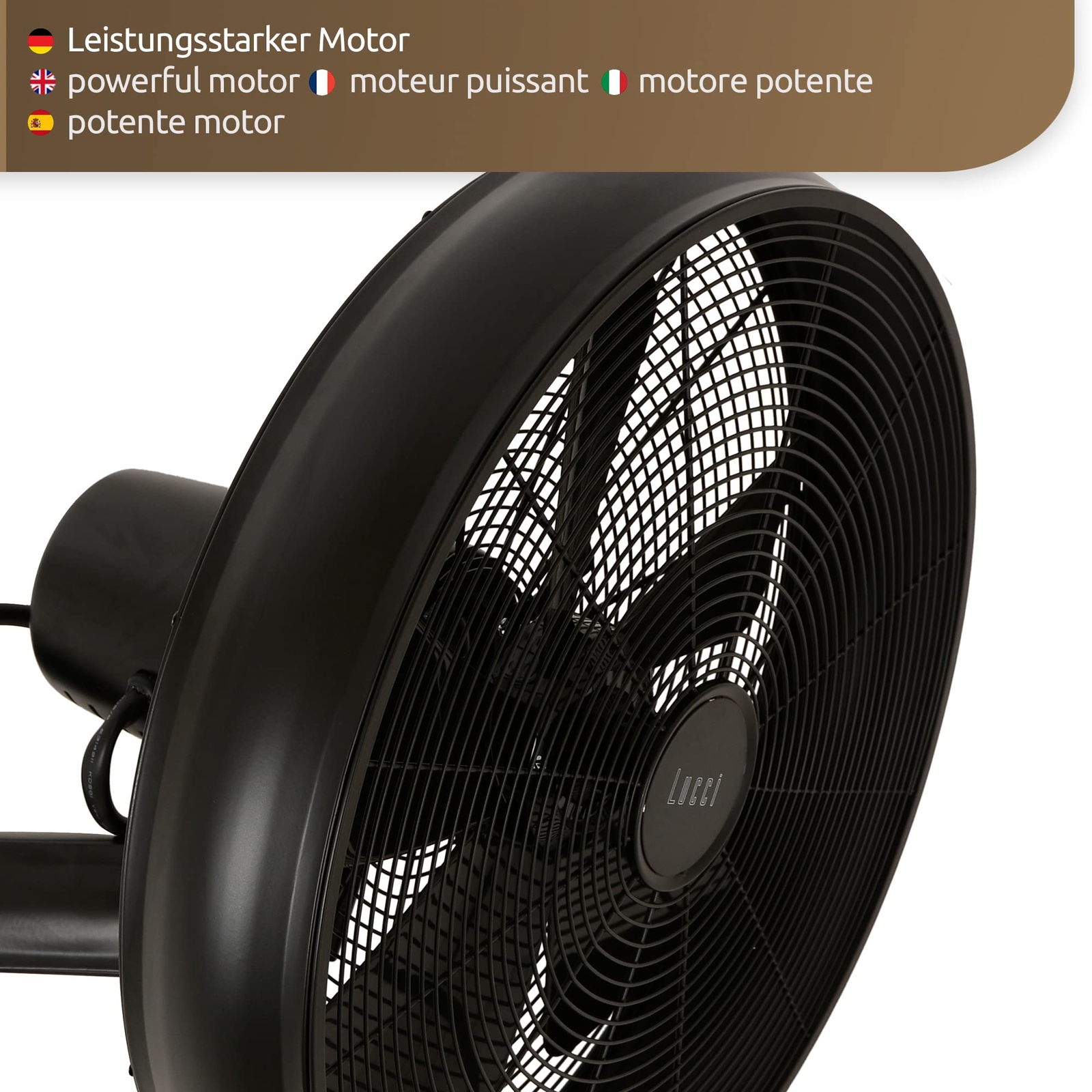 Lucci Air Breeze 50W Wandventilator mit Fernbedienung - Schwarz 