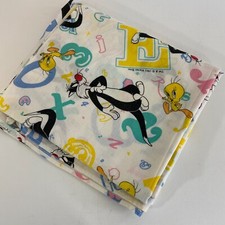 Vintage 1993 Looney Tunes Toddler Baby Flat Sheet Warner Bros Gerber