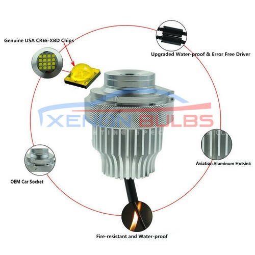 BMW 5 Series E60 LCI Angel Eyes LED Light 90w CanBus Bulbs Flat Design /A29 - Picture 4 of 7