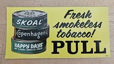 Vintage Unused Skoal, Copenhagen, Happy Days Tobacco Push/Pull Decal