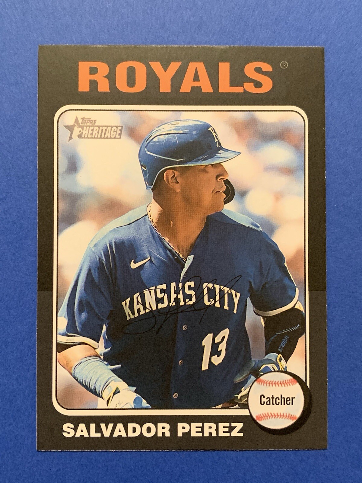 SALVADOR PEREZ /50 BLACK BORDER SSP 2024 Topps Heritage #185 KC ROYALS