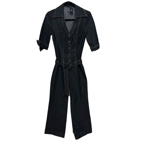 Vintage Y2k J LO Demin Jumpsuit Gr. Small Bisou Bisou Gürtel Low Rise Wide Leg - Bild 11 von 11