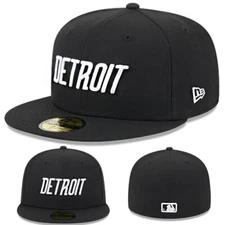 New Era Detroit Tigers 59Fifty Fitted Hat MLB League Basic Black Classic Cap