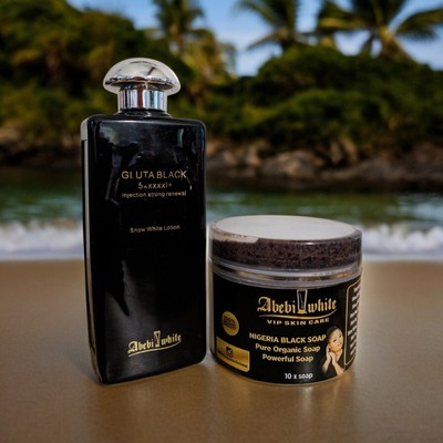 Abebi-white GlutaBlack Snow White Body Lotion, Organic 10x ABEBI Black Soap