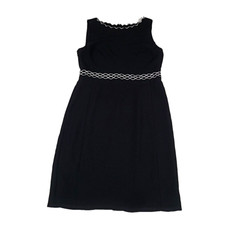 Ann Taylor Black & White Shift Dress 10 Sleeveless Scalloped Neck lattice