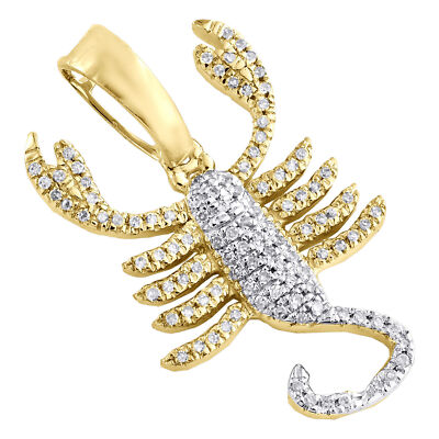0.30 Ct Certified Diamond Horoscope Scorpio Sign Pendant Chain 10K Yellow Gold