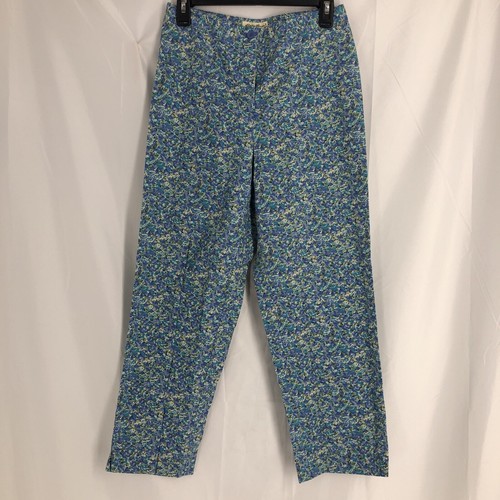 Eddie Bauer Womens 6 Blue floral High Rise straight Ankle leg pants