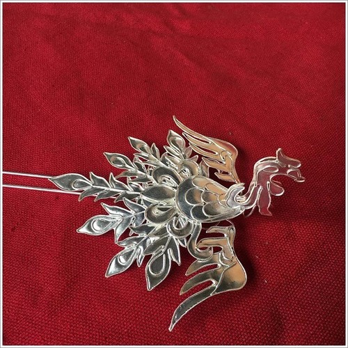 Hair Accessories handmade filigree miao silver phenix hairpin headgear 1piece - Foto 3 di 8
