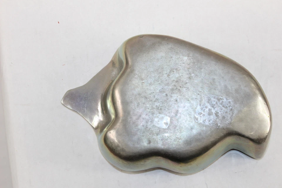 Cuenco de inmersión de aluminio en forma de pimienta de metal artesanal vintage pesado 7,5" x 4,75" x 2" Foto 4 de 4