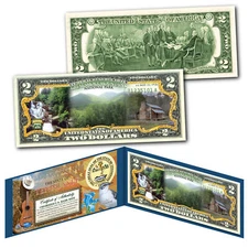 GREAT SMOKY MOUNTAINS America the Beautiful PARKS Tennessee Official $2 US Bill