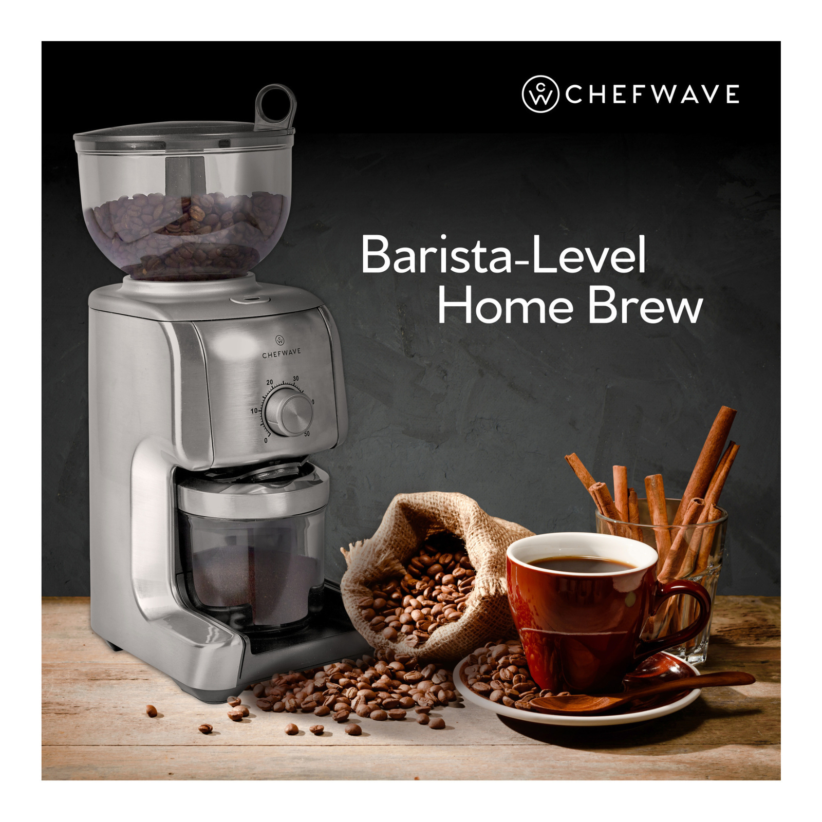 ChefWave Bonne Conical Burr Coffee Grinder w/ 16 Grind Settings