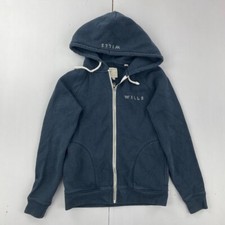 Jack Wills Hoodie 6 Blue Womens Hooded Sweatshirt Full Zip Drawstring Logo