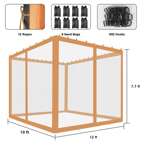 Gazebo Universal Replacement Mosquito Netting Outdoor Mesh Netting Screen 3 Size - Picture 27 of 28