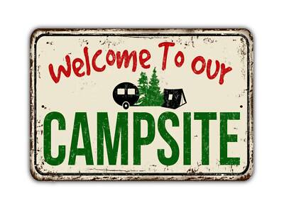 USA キャンプサイト看板 Welcome To Our Campsite Sign Camping Grounds Vintage Style