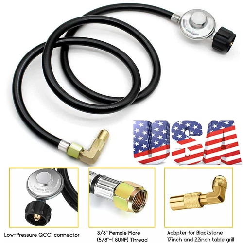 6FT Propane Hose & Propane Elbow Adapter RV Kit for Blackstone 17"/22" Griddle - Afbeelding 1 van 10