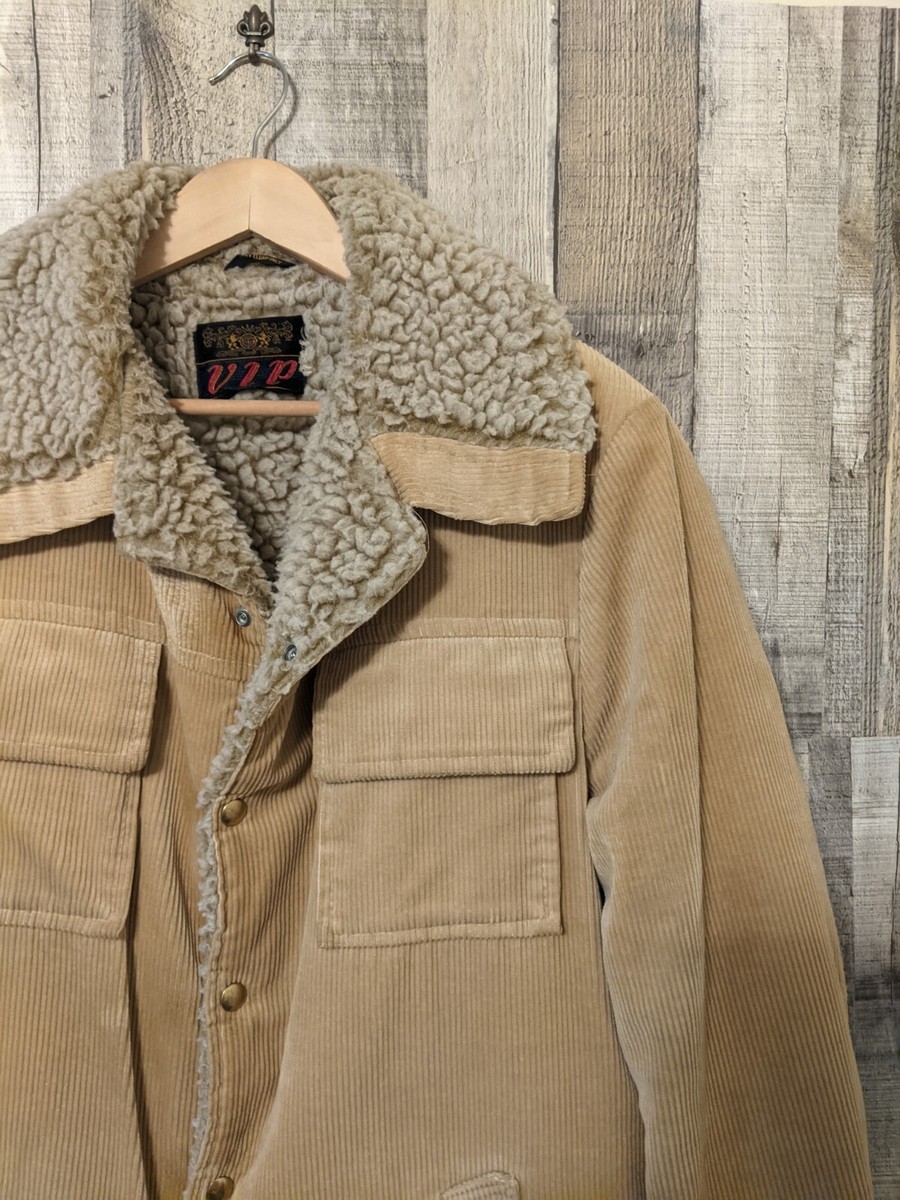 【70s】Euro Vintage Corduroy Coat フランス製 Vintage 70s Winter Jacket Faux Fur Lining Corduroy Coat 1970