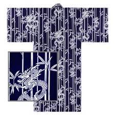 Japanese Yukata Kimono Men Sash Belt 58" Cotton RYU Dragon Bamboo Made in Japan