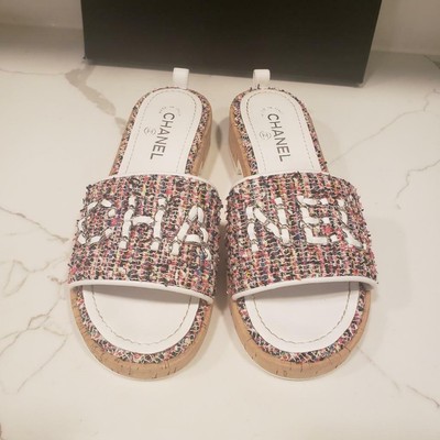 chanel tweed mules