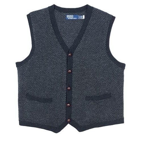 Polo Ralph Lauren Sweater Vest XL Men Waistcoat Wool Knit Button Up Grey BNWOT